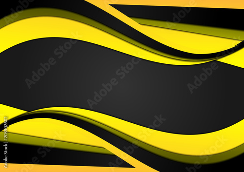 Abstract yellow and black geometric background with copy space, Vector illustration