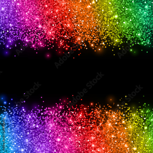 Multicolored glitter on black background. Vector