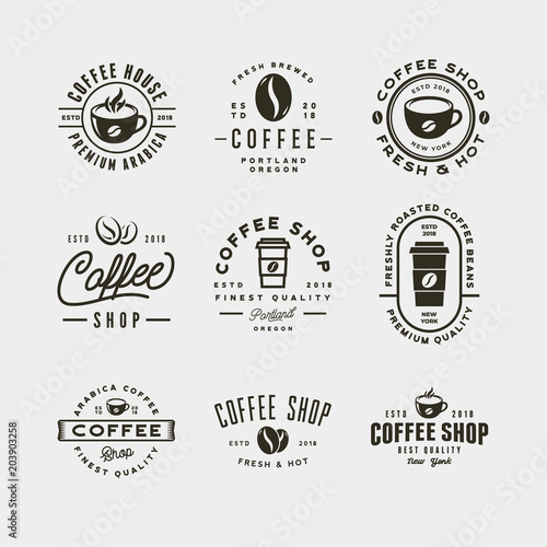 set of modern vintage coffee shop labels. vector illustration