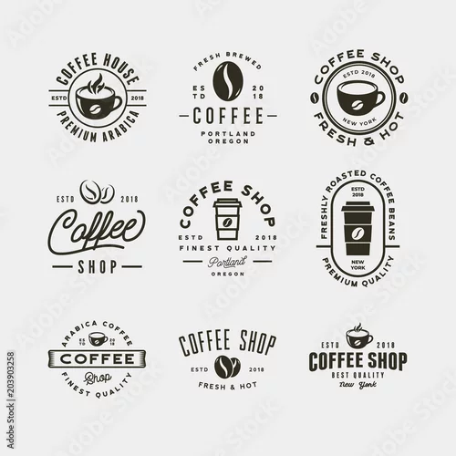 Fototapeta set of modern vintage coffee shop labels. vector illustration