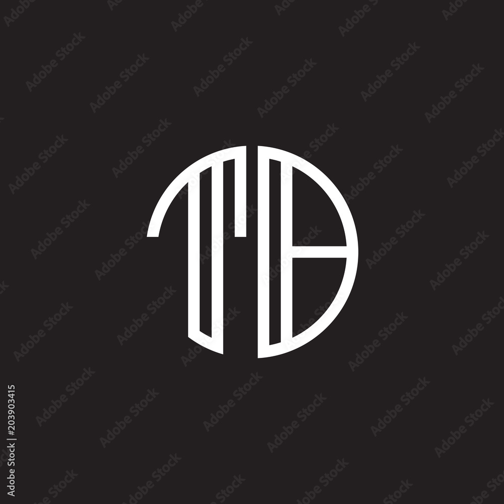 Initial letter TB, minimalist line art monogram circle shape logo, white color on black background Initial letter TB, minimalist line art monogram circle shape logo, white color on black background