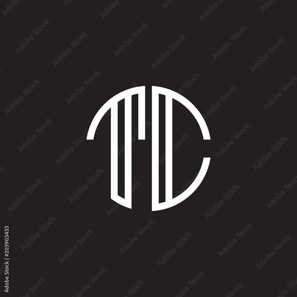 Initial letter TC, minimalist line art monogram circle shape logo, white color on black background Initial letter TC, minimalist line art monogram circle shape logo, white color on black background