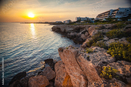 Sea landscape on island of love Cyprus