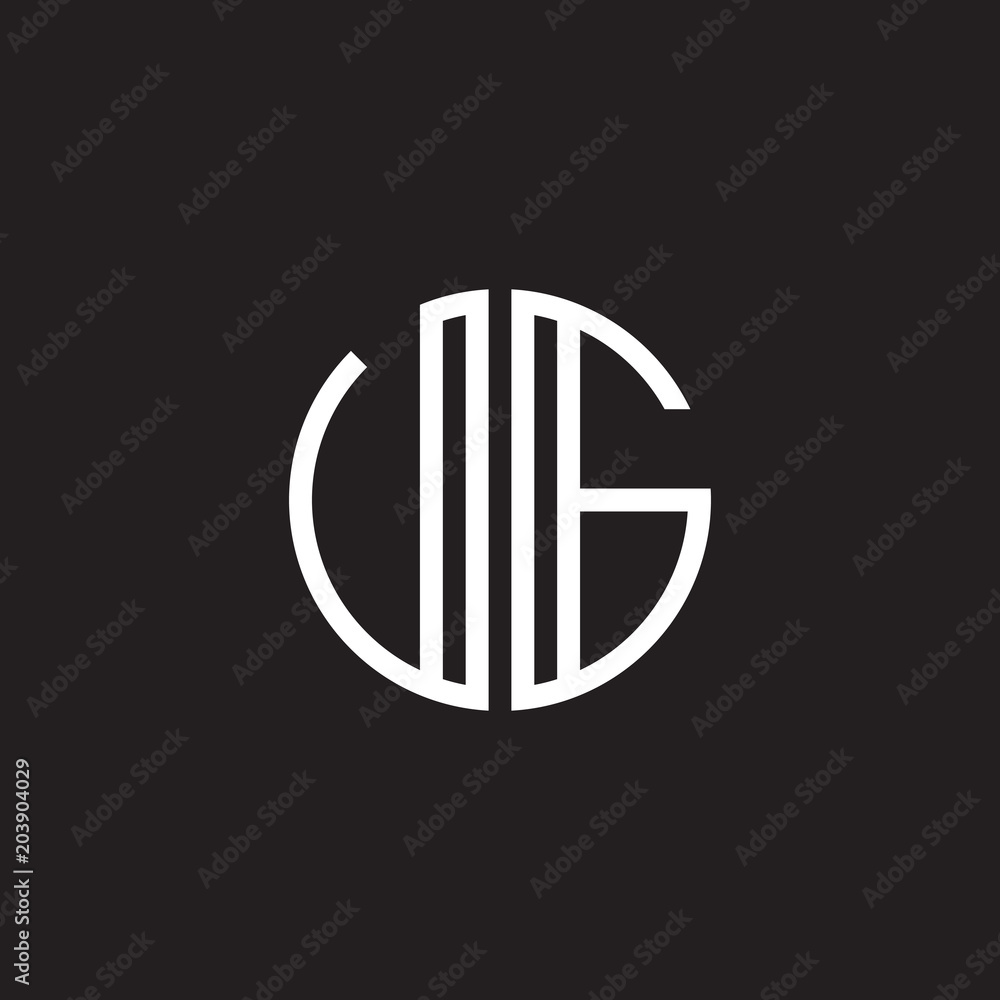 Initial letter UG, VG, minimalist line art monogram circle shape logo, white color on black background Initial letter UG, VG, minimalist line art monogram circle shape logo, white color on black background