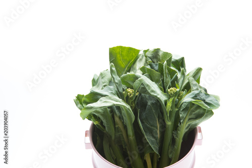 Chinese kale vegetable : fresh chinese kale vegetable on white background