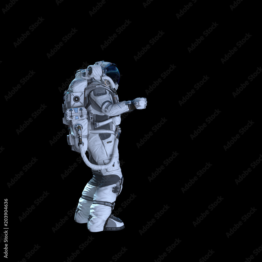 Astronaut in darkness. Mixed media