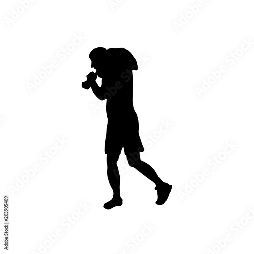 Black silhouette of athletic man