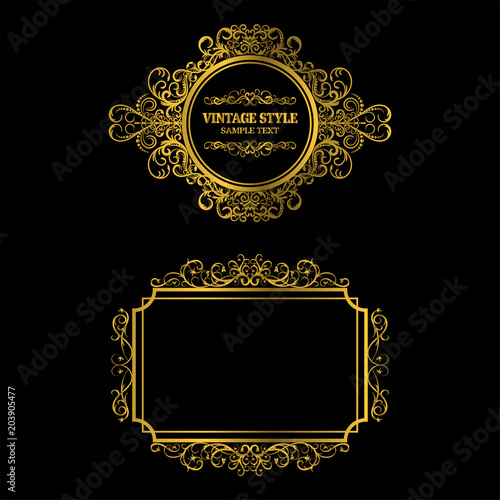 Vector of vintage gold frame decorative