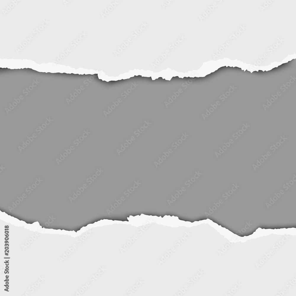 Snatched middle of sheet of paper with gray background of resulting hole. Vector template paper design. Snatched middle of sheet of paper with gray background of resulting hole. Vector template paper design.