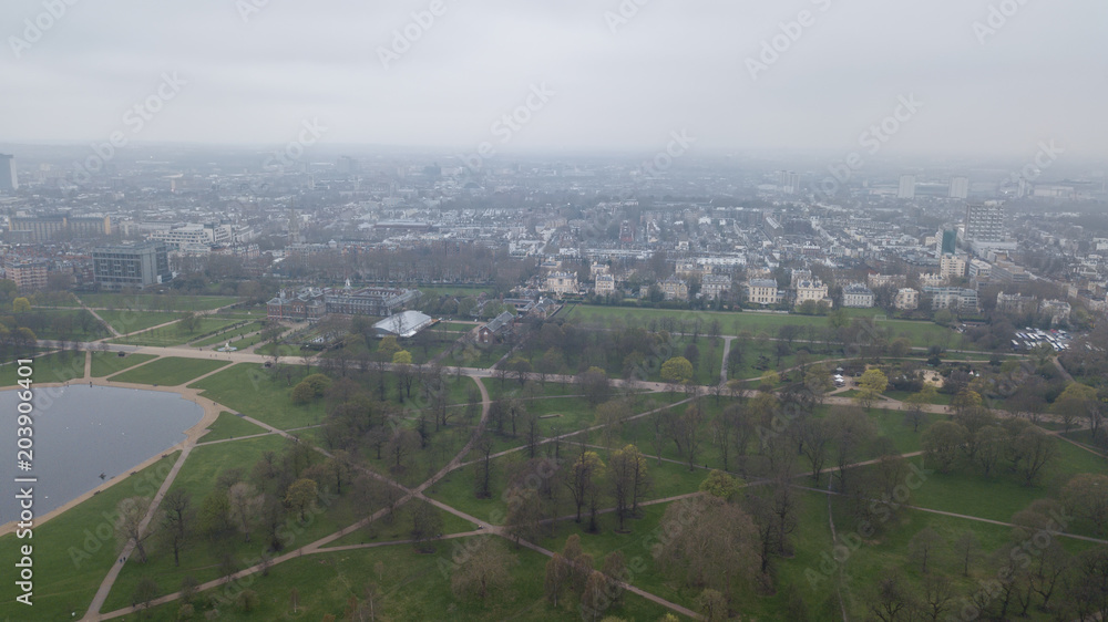 Aerial view of London Hyde Park UK United Kingdom drone top view