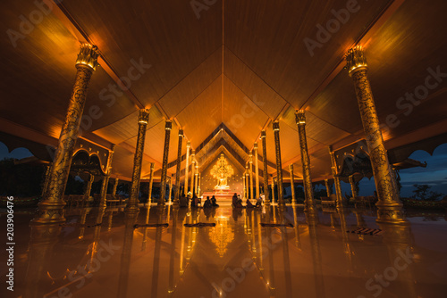 The Buddha is located inside the church.