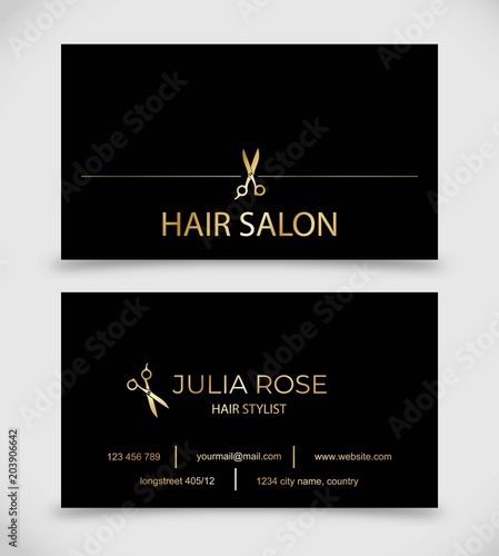 Hair Salon, Hair Stylist business card vector template