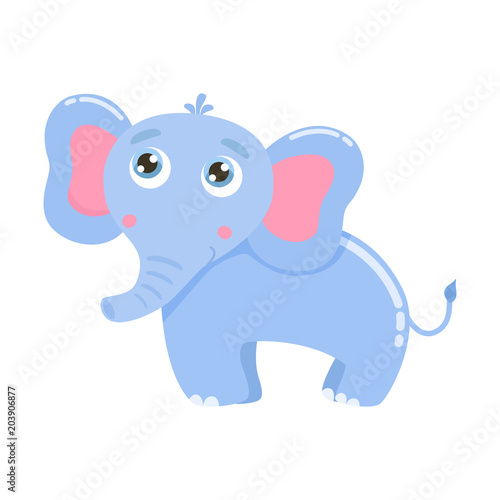 Cute elephant vector illustration. Flat design.