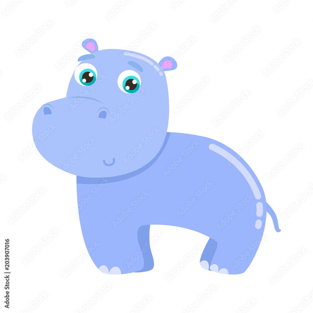 Cute hippo vector illustration. Flat design.