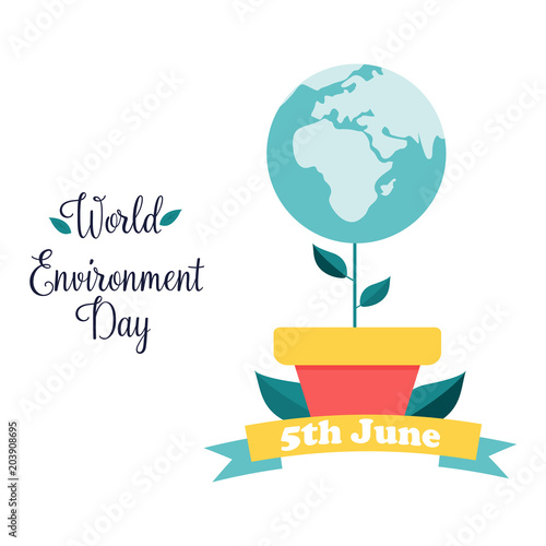 Poster for World Environment Day with globe plant