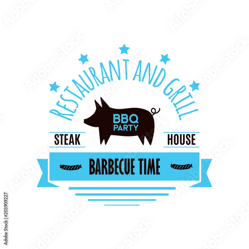 BBQ grill meat barbecue restaurant party at home dinner vector products skewer grilling kitchen equipment flat illustration