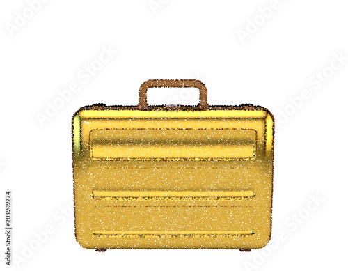 Golden suitcase. Isolated o...
