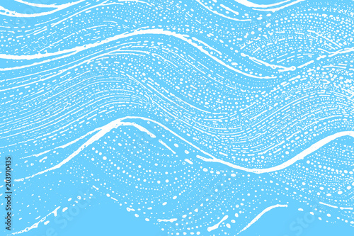 Natural soap texture. Alive light blue foam trace background. Artistic powerful soap suds. Cleanliness, cleanness, purity concept. Vector illustration.