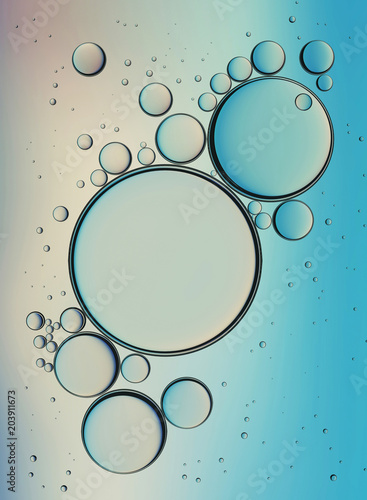 Oil Bubbles Isolated on White Background, Closeup Collagen Emulsion in Water. Illustration. Gold Serum Droplets.