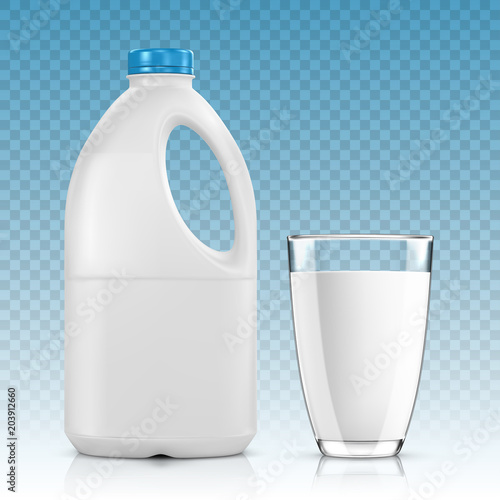 Milk Bottle with Glass on Transparent background