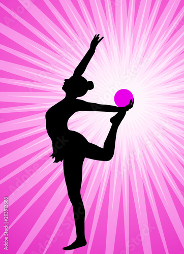 rhythmic gymnast silhouette on the abstract background - vector