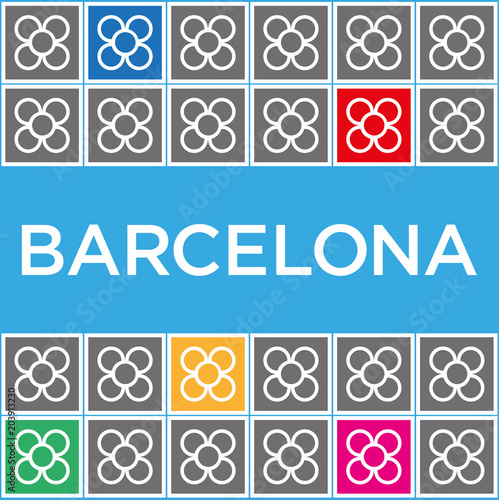 Banner of Barcelona with the typical tiles of its streets