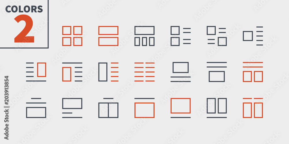 Layout UI Pixel Perfect Well-crafted Vector Thin Line Icons 48x48 Ready for 24x24 Grid for Web Graphics and Apps with Editable Stroke. Simple Minimal Pictogram Part 4-6 Layout UI Pixel Perfect Well-crafted Vector Thin Line Icons 48x48 Ready for 24x24 Grid for Web Graphics and Apps with Editable Stroke. Simple Minimal Pictogram Part 4-6