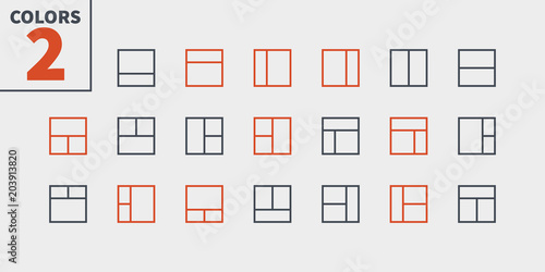 Layout UI Pixel Perfect Well-crafted Vector Thin Line Icons 48x48 Ready for 24x24 Grid for Web Graphics and Apps with Editable Stroke. Simple Minimal Pictogram Part 1-6