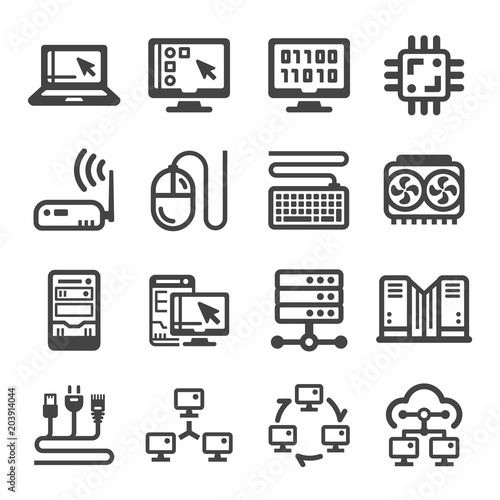 computer and component icon set