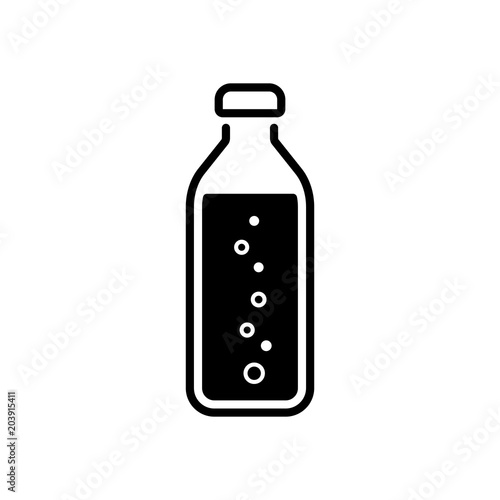 bottle of water with bubbles, simple icon