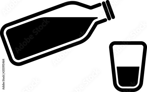 bottle of water and glass cup. simple icon
