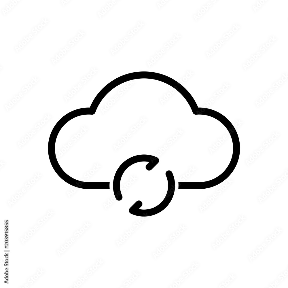 outline update simple cloud icon. linear symbol with thin outline outline update simple cloud icon. linear symbol with thin outline