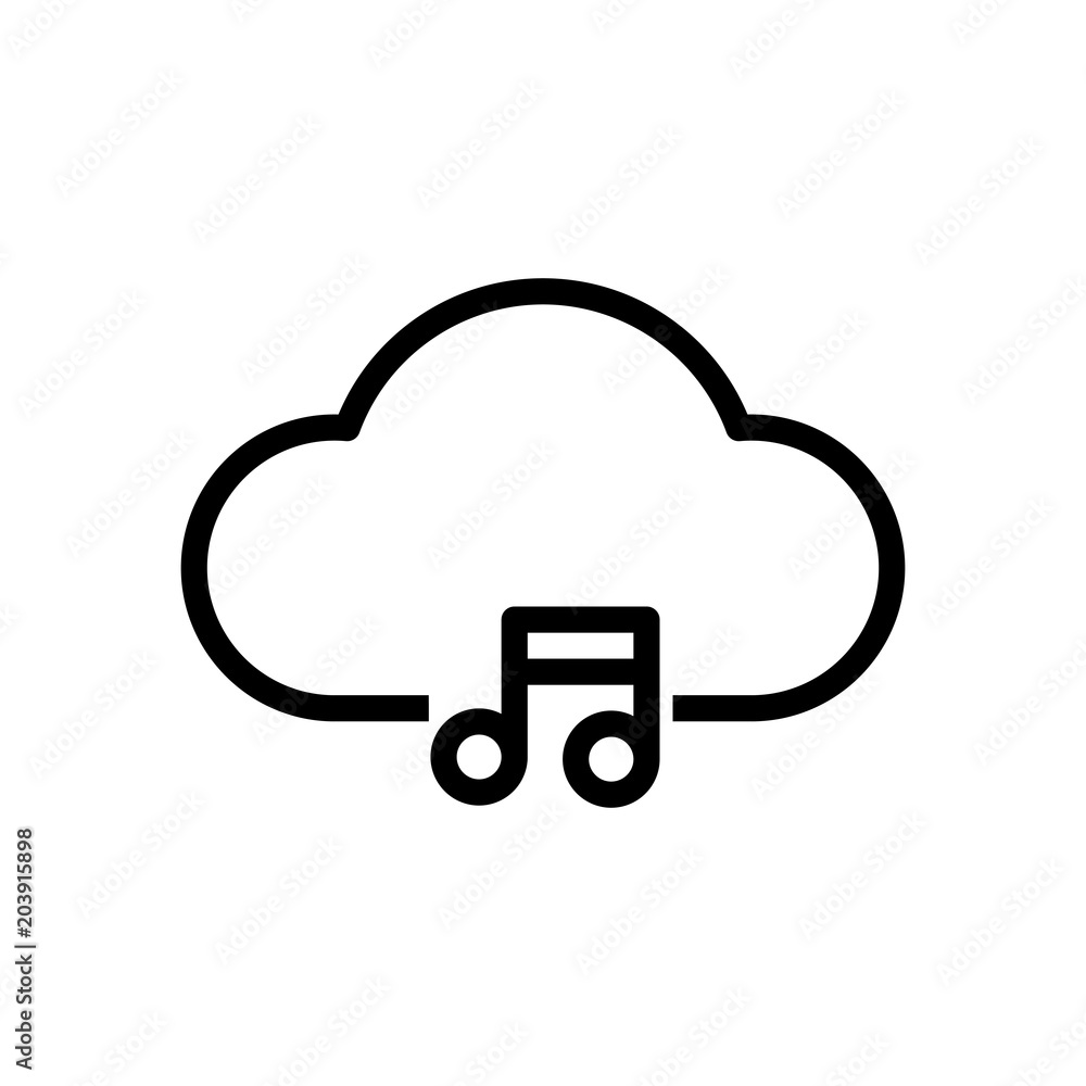 Cloud music library, striming. Simple linear icon with thin outline Cloud music library, striming. Simple linear icon with thin outline