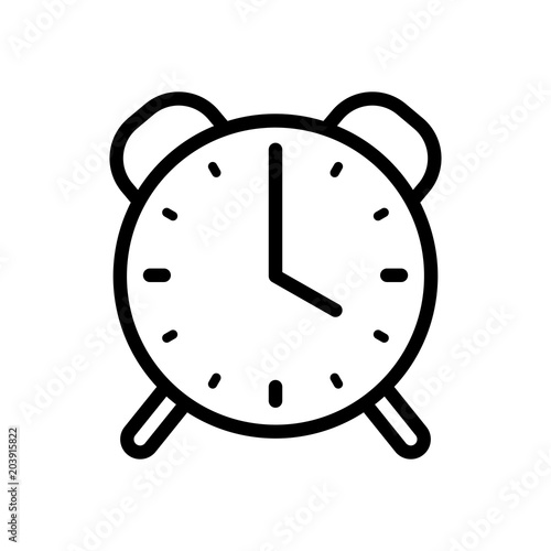 old alarm clock, simple icon, linear symbol with thin outline