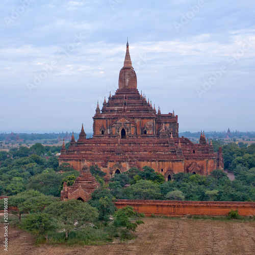 Aerial view of ancient Sulamani temple in Bagan, Mandalay Division, Myanmar