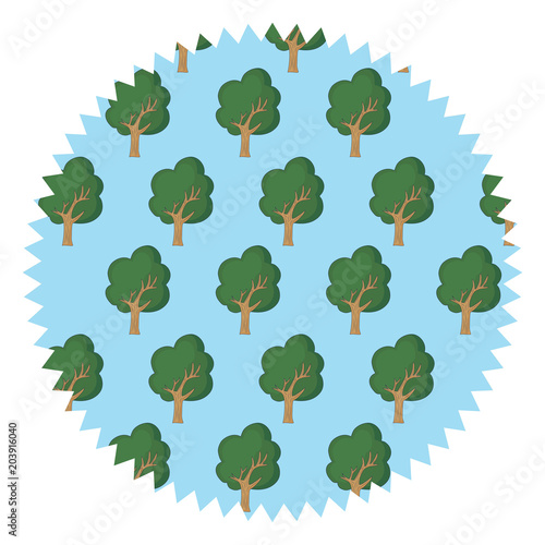 seal stamp with trees pattern over white background  vector illustration