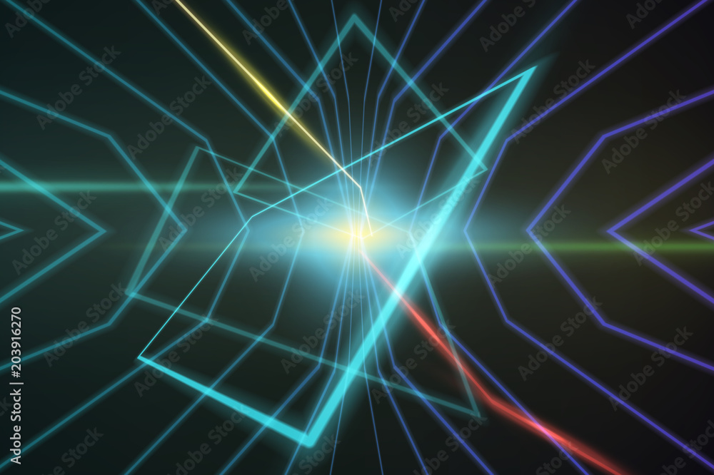 Fototapeta premium Abstract background made in 80s style. Neon lines in vintage style. Graphic concept for your design