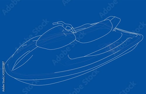 Jet ski sketch. Vector