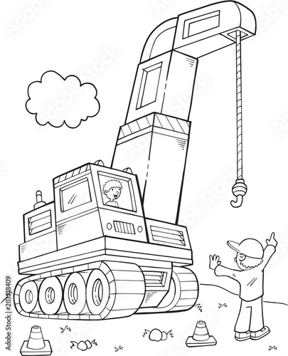 Giant Construction Crane Vector Illustration Art