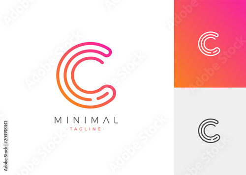 Minimal Line Letter Initial C Logo Design Template. Vector Logo Illustration