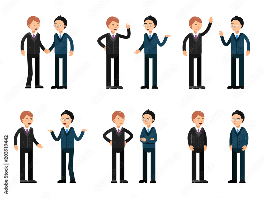 Two businessmen talking. Vector characters Two businessmen talking. Vector characters