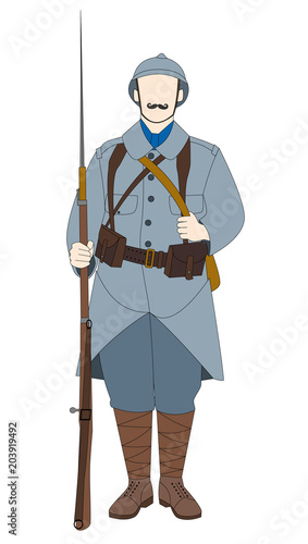 French soldier 1918 isolated on a white background