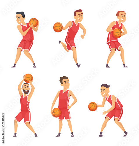Illustrations set of basketball players