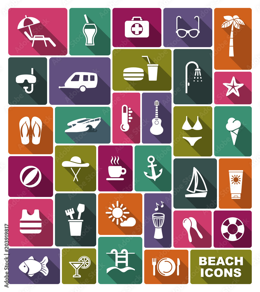 Beach icons. Vector illustration Beach icons. Vector illustration