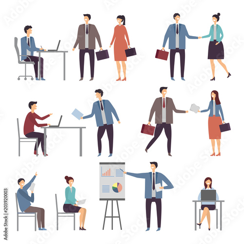 Various scene of active business people in office. Dialogues © ONYXprj
