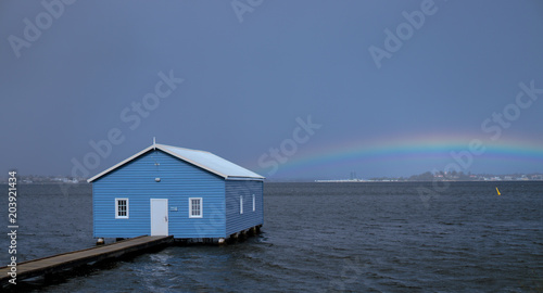 Blue House and the rainbow 