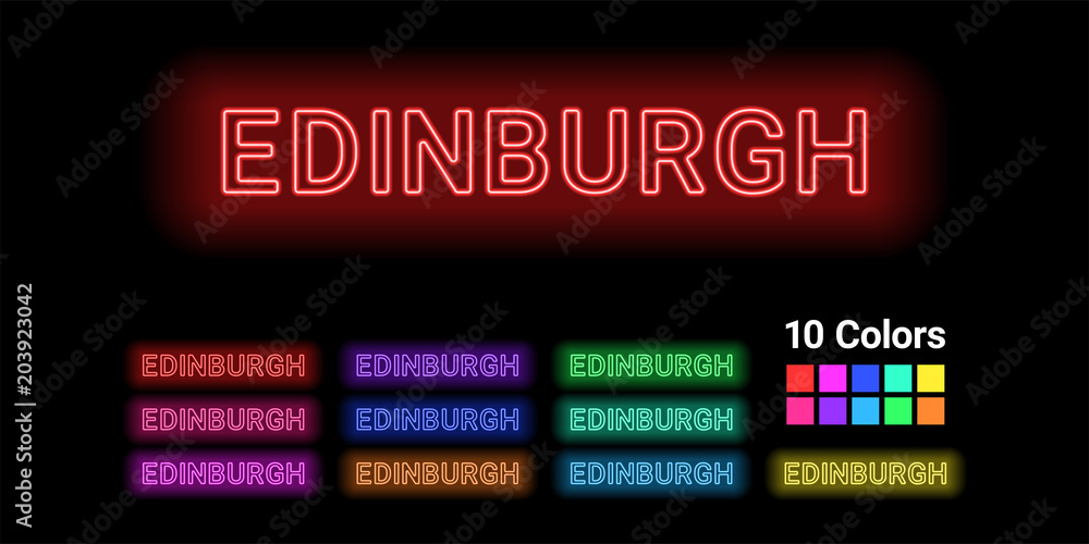 Neon name of Edinburgh city Neon name of Edinburgh city