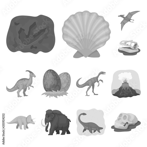 Different dinosaurs monochrome icons in set collection for design. Prehistoric animal vector symbol stock web illustration.
