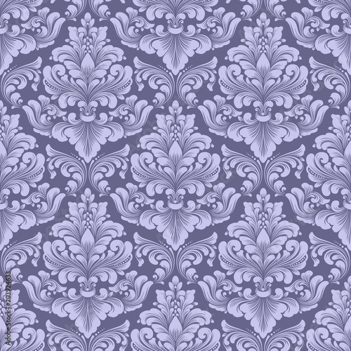 Vector damask seamless pattern background. Classical luxury old fashioned damask ornament, royal victorian seamless texture for wallpapers, textile, wrapping. Exquisite floral baroque template.