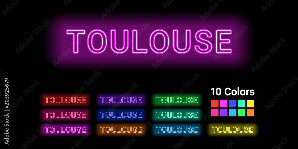 Neon name of Toulouse city Neon name of Toulouse city